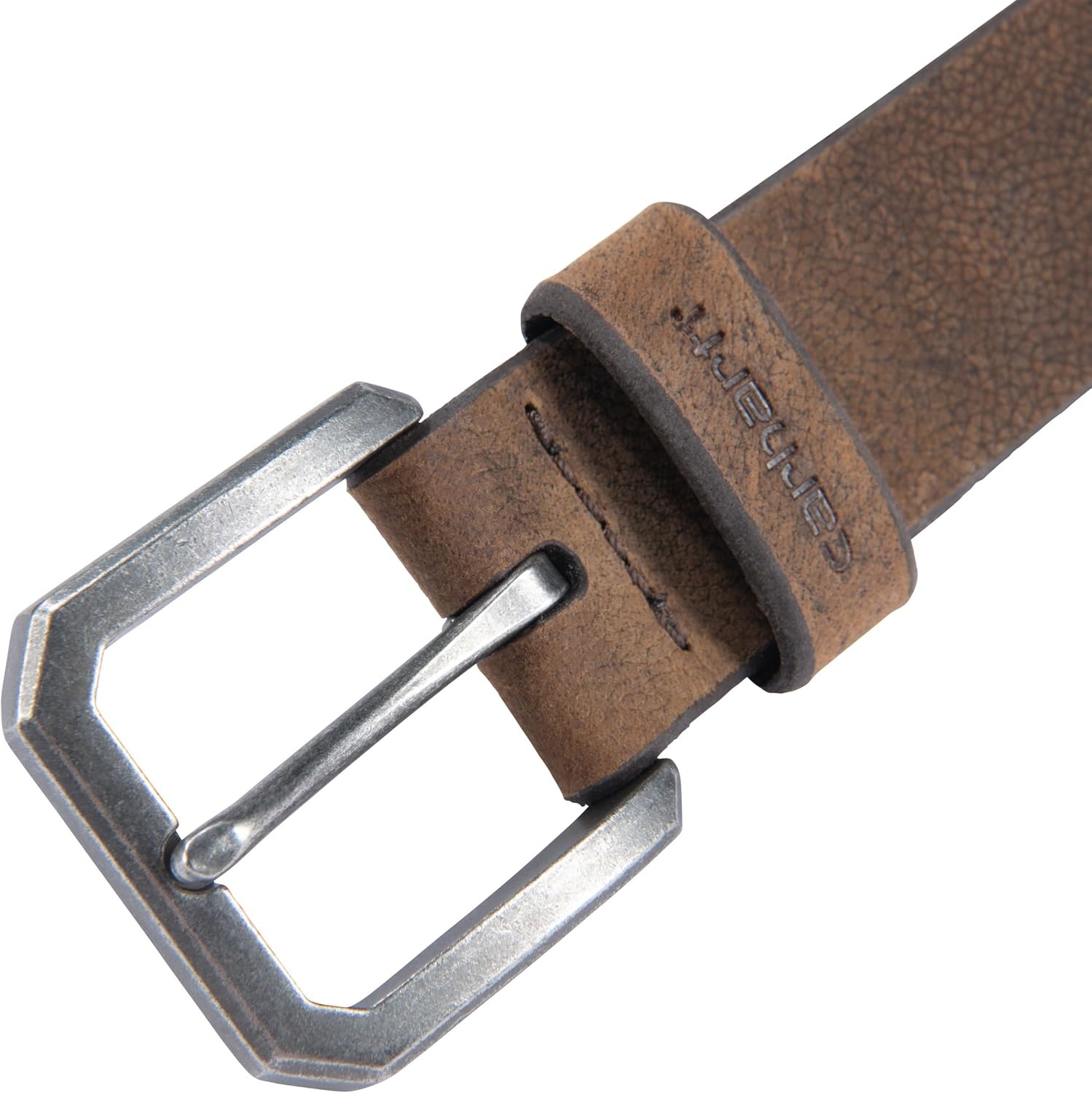 imageCarhartt Mens Durable Full Grain Saddle Leather Classic Belts WRugged Antique Nickel HardwareDark Brown