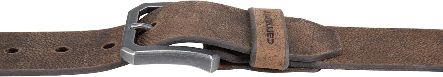 imageCarhartt Mens Durable Full Grain Saddle Leather Classic Belts WRugged Antique Nickel HardwareDark Brown