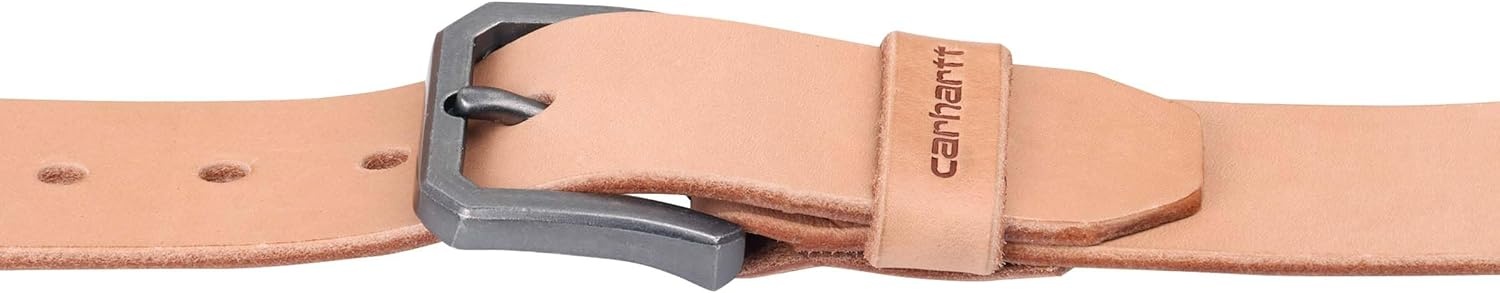 imageCarhartt Mens Durable Full Grain Saddle Leather Classic Belts WRugged Antique Nickel HardwareLt Natural