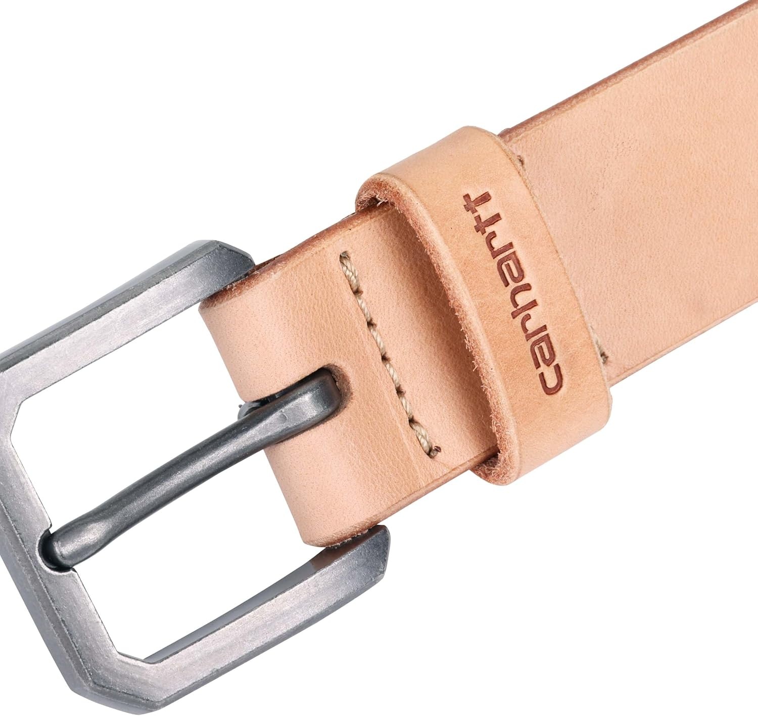 imageCarhartt Mens Durable Full Grain Saddle Leather Classic Belts WRugged Antique Nickel HardwareLt Natural