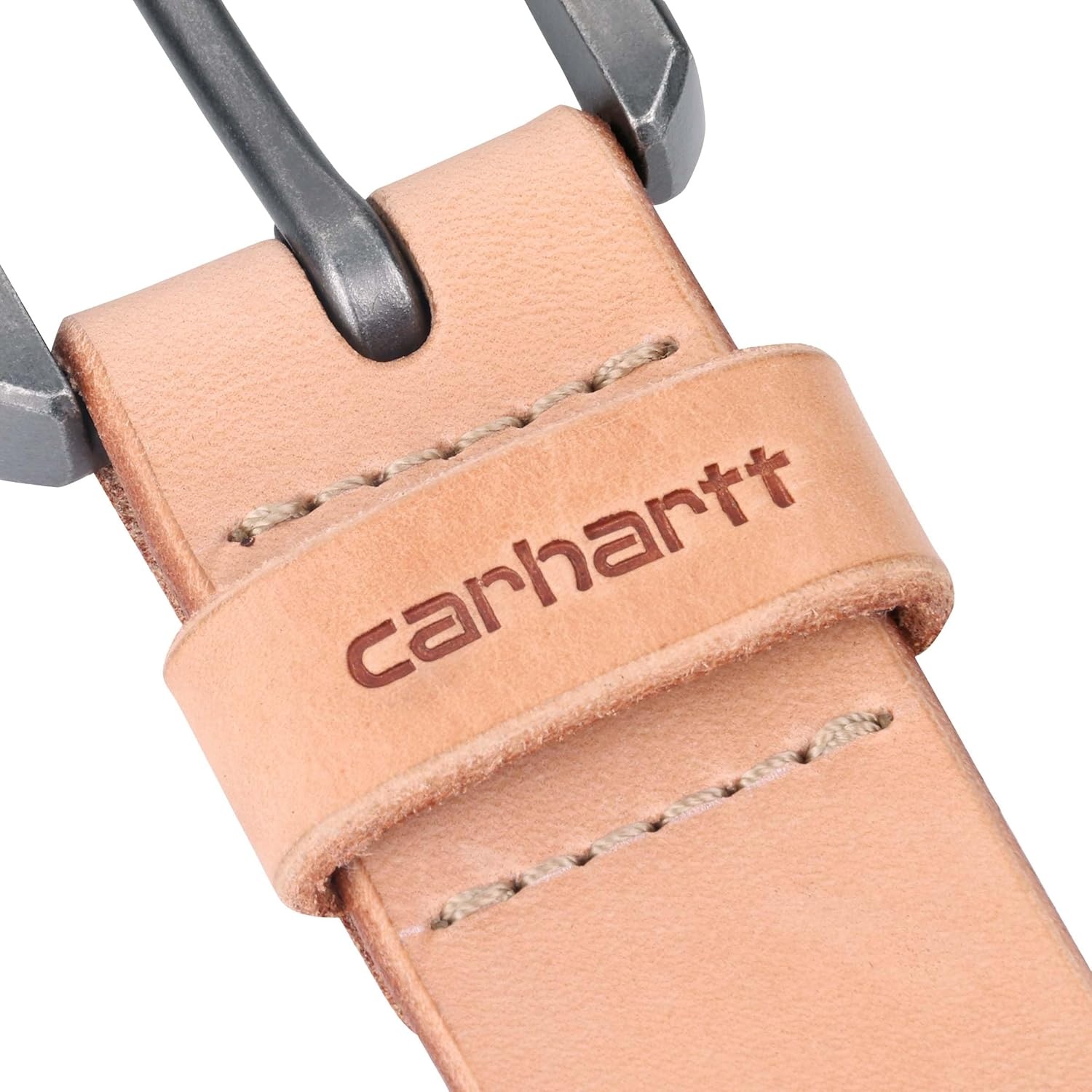 imageCarhartt Mens Durable Full Grain Saddle Leather Classic Belts WRugged Antique Nickel HardwareLt Natural
