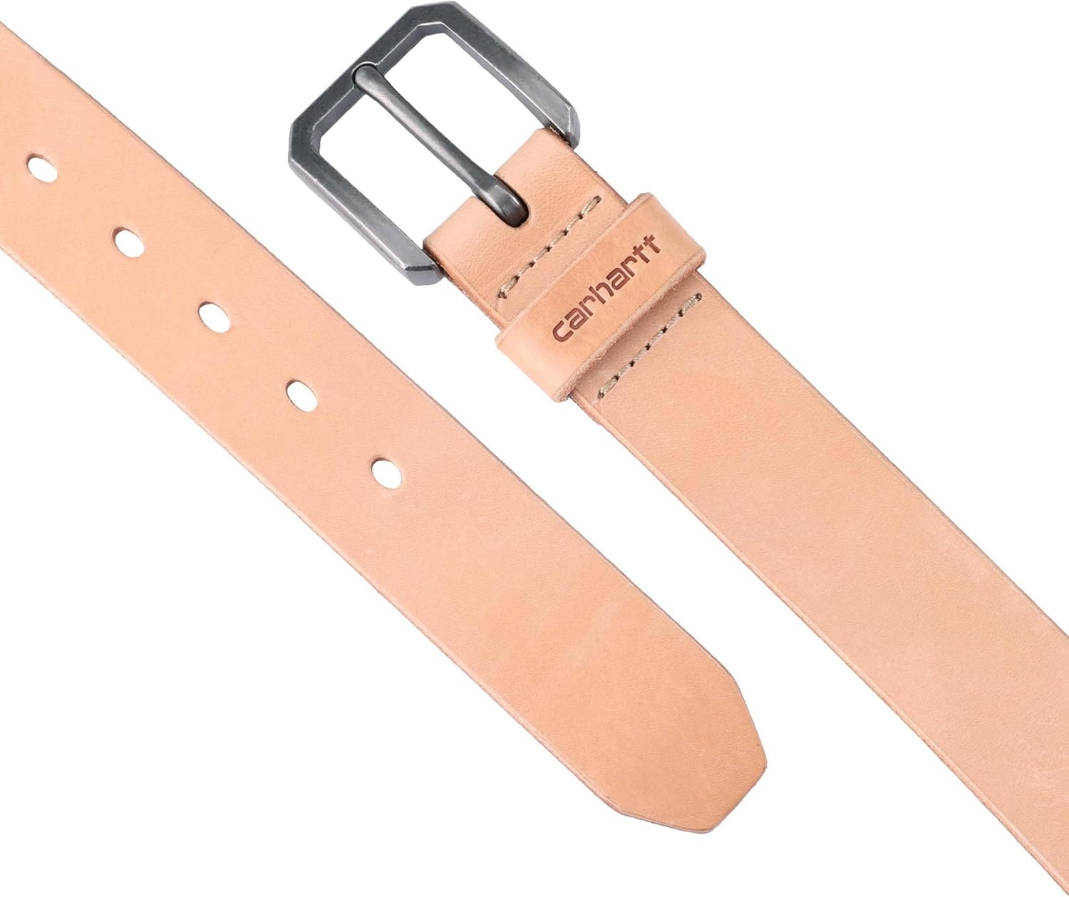 imageCarhartt Mens Durable Full Grain Saddle Leather Classic Belts WRugged Antique Nickel HardwareLt Natural