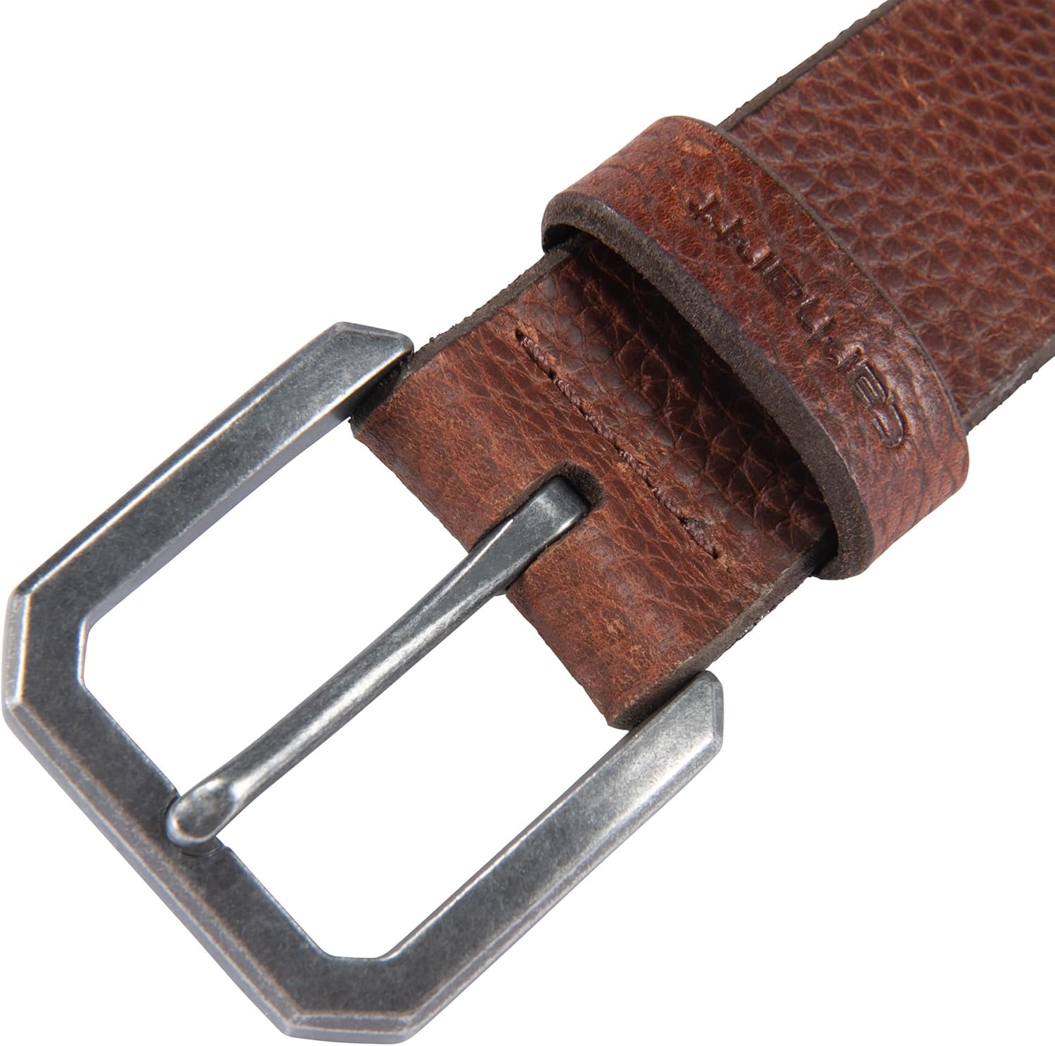 imageCarhartt Mens Durable Full Grain Saddle Leather Classic Belts WRugged Antique Nickel HardwareRed Brown