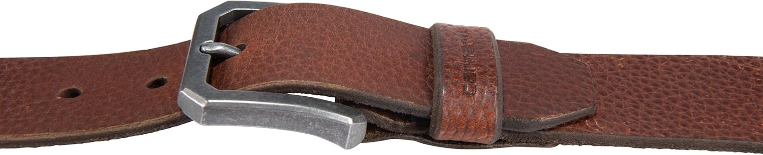 imageCarhartt Mens Durable Full Grain Saddle Leather Classic Belts WRugged Antique Nickel HardwareRed Brown