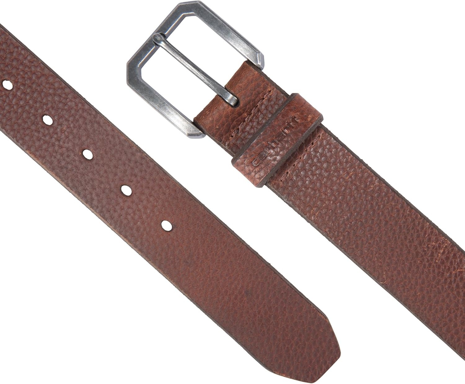 imageCarhartt Mens Durable Full Grain Saddle Leather Classic Belts WRugged Antique Nickel HardwareRed Brown