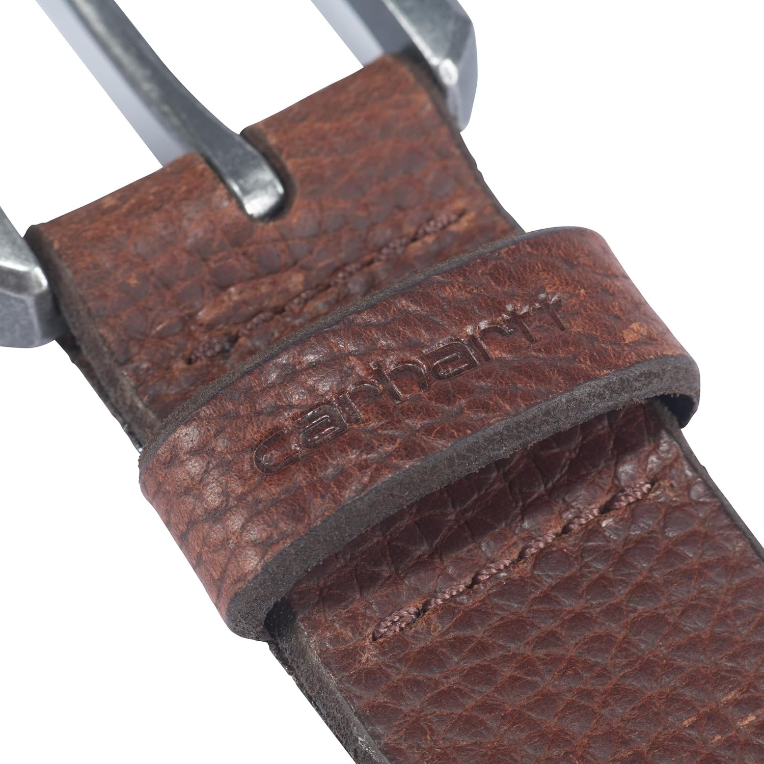 imageCarhartt Mens Durable Full Grain Saddle Leather Classic Belts WRugged Antique Nickel HardwareRed Brown