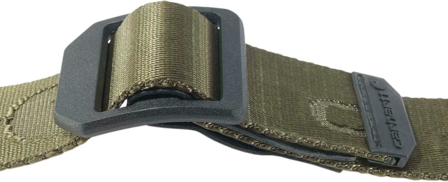 imageCarhartt Mens Durable Nylon Webbing Belts Wa Slim Profile DesignLadder Lock Army Green