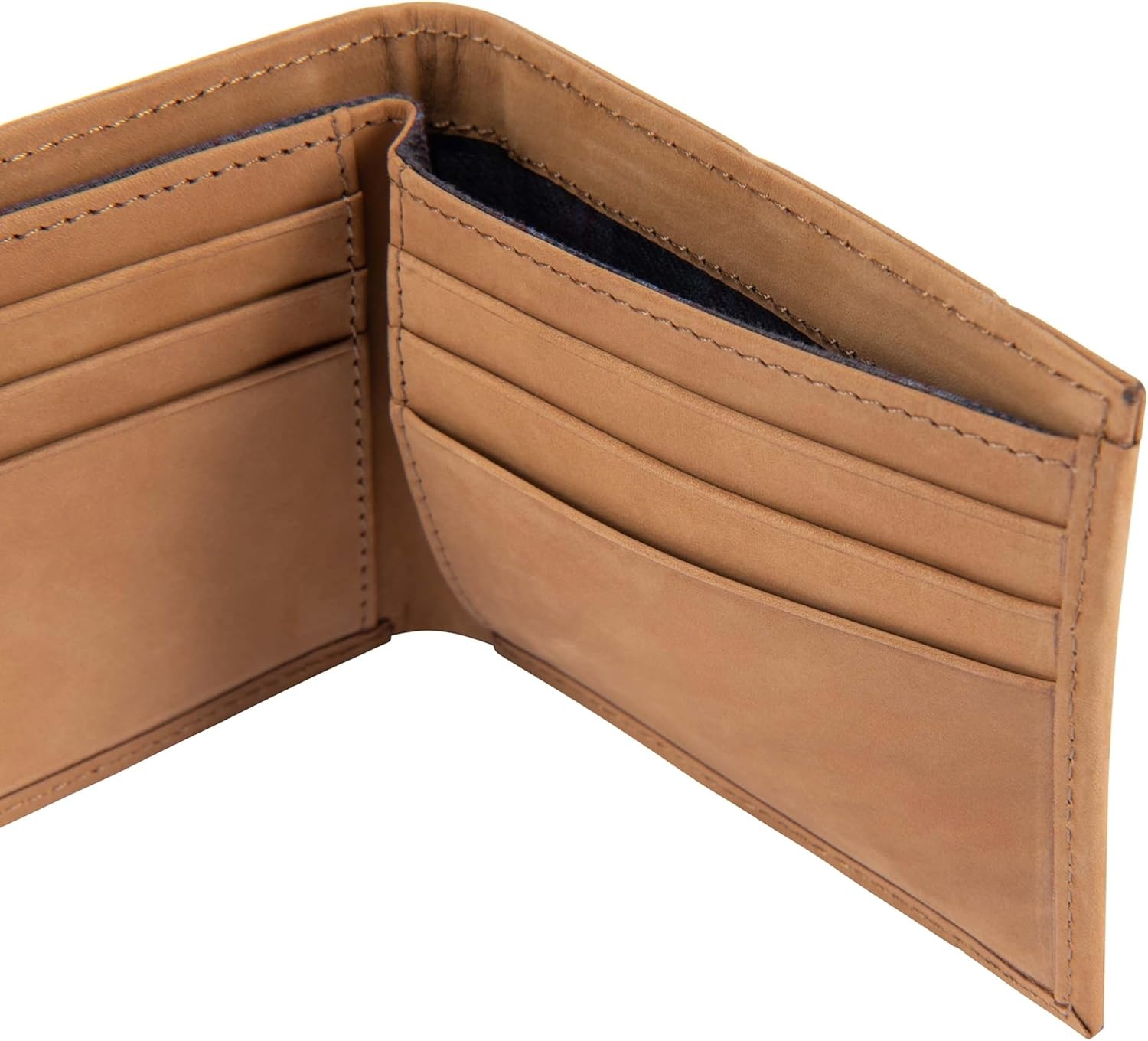 imageCarhartt Mens Full Grain Saddle Leather Wallets RFID Blocking Bifold Trifold and Front Pocket Options Gifts for MenCarhartt Brown Bifold