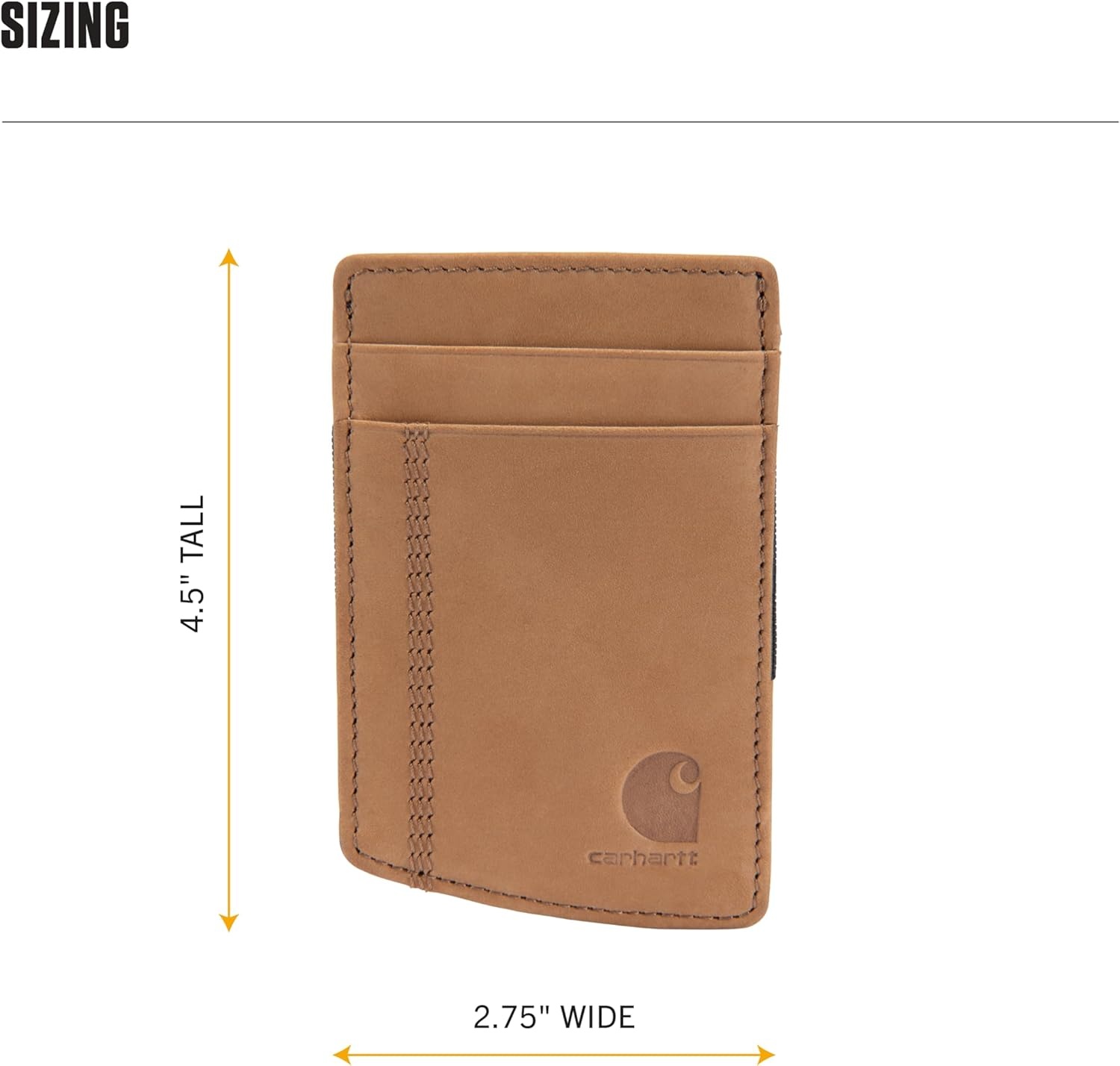 imageCarhartt Mens Full Grain Saddle Leather Wallets RFID Blocking Bifold Trifold and Front Pocket Options Gifts for MenCarhartt Brown Front Pocket