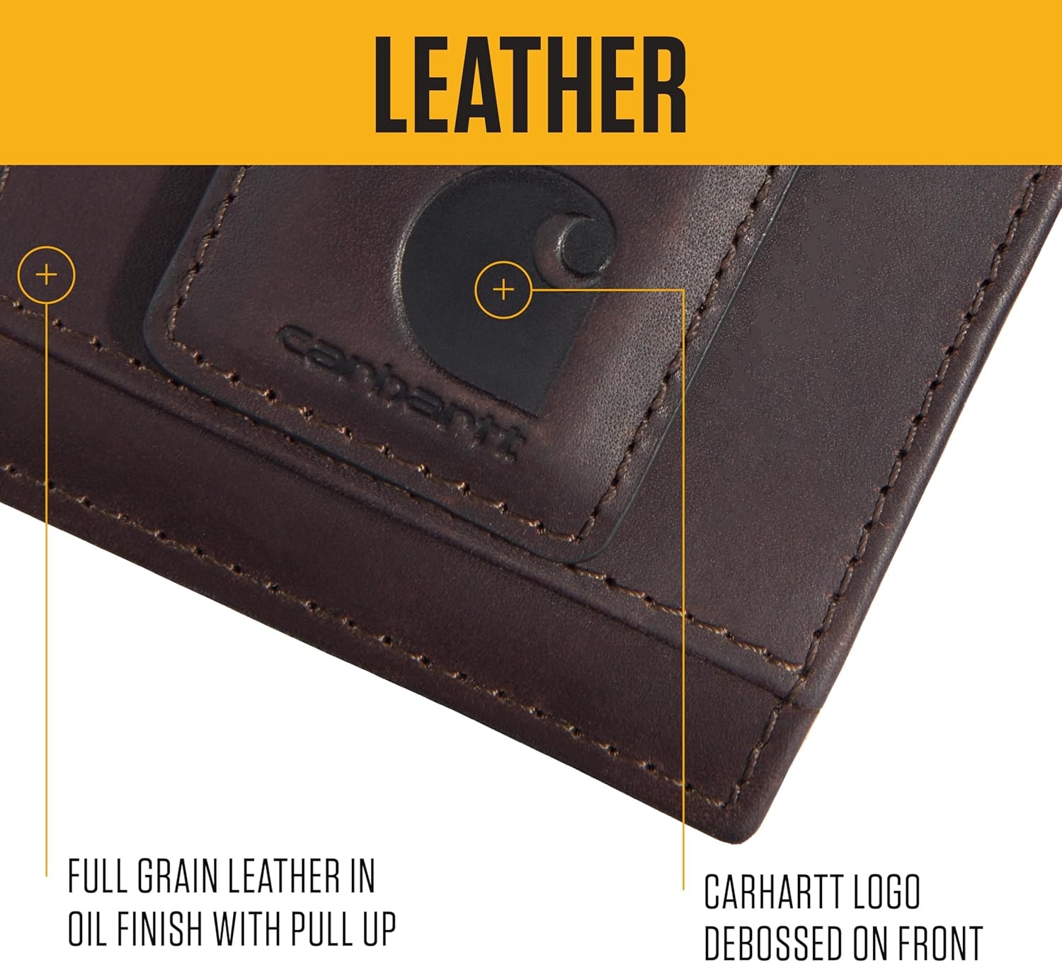 imageCarhartt Mens Oil Tan Leather Wallet Front Pocket Passcase amp Trifold Designs LongLasting Construction Gifts for MenFront Pocket