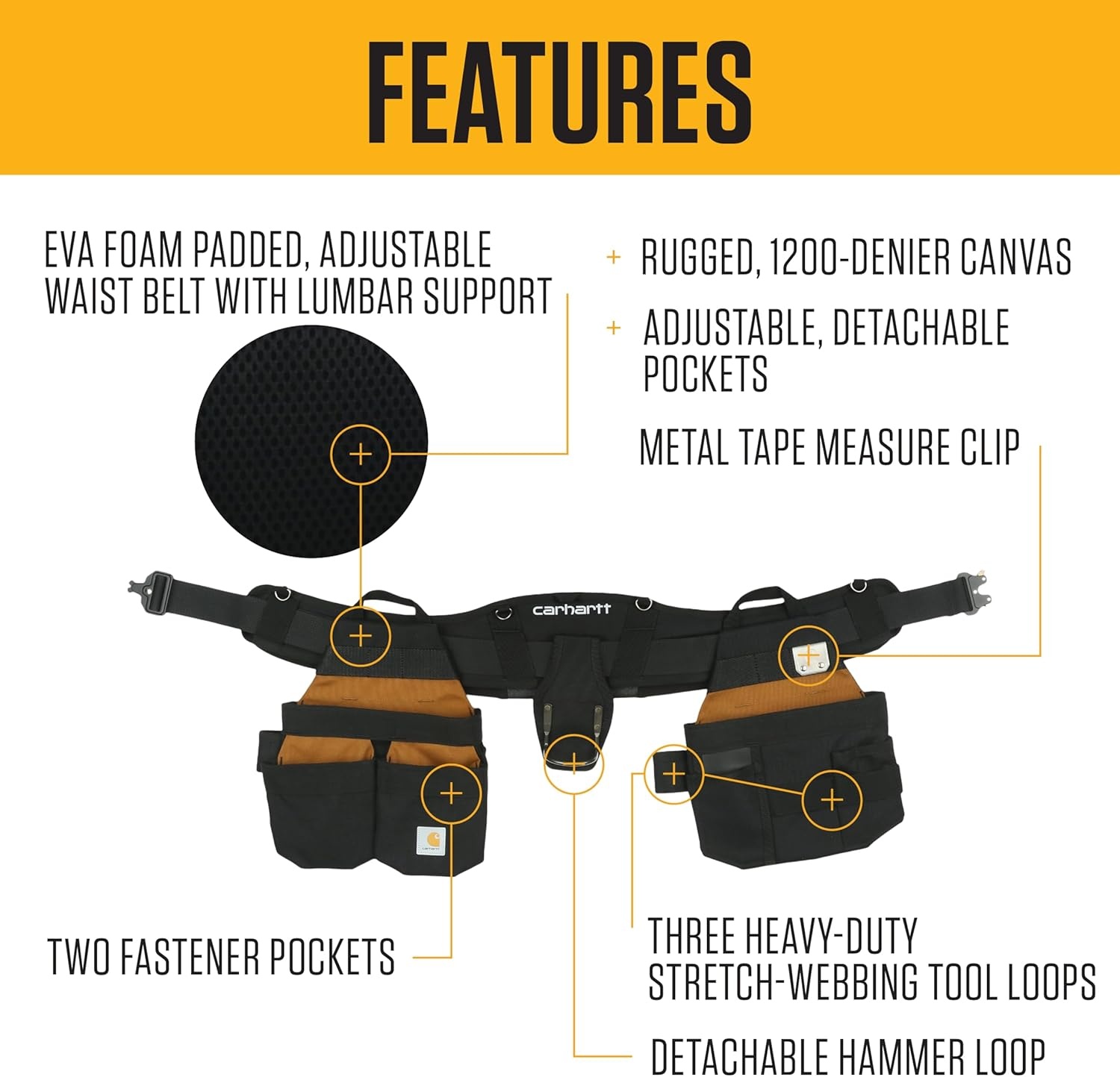 imageCarhartt Station Tool Belt Durable Adjustable WaterResistant Belt Organizer Tool Belt Suspender BrownAdjustable Tool Belt Carhartt Brown