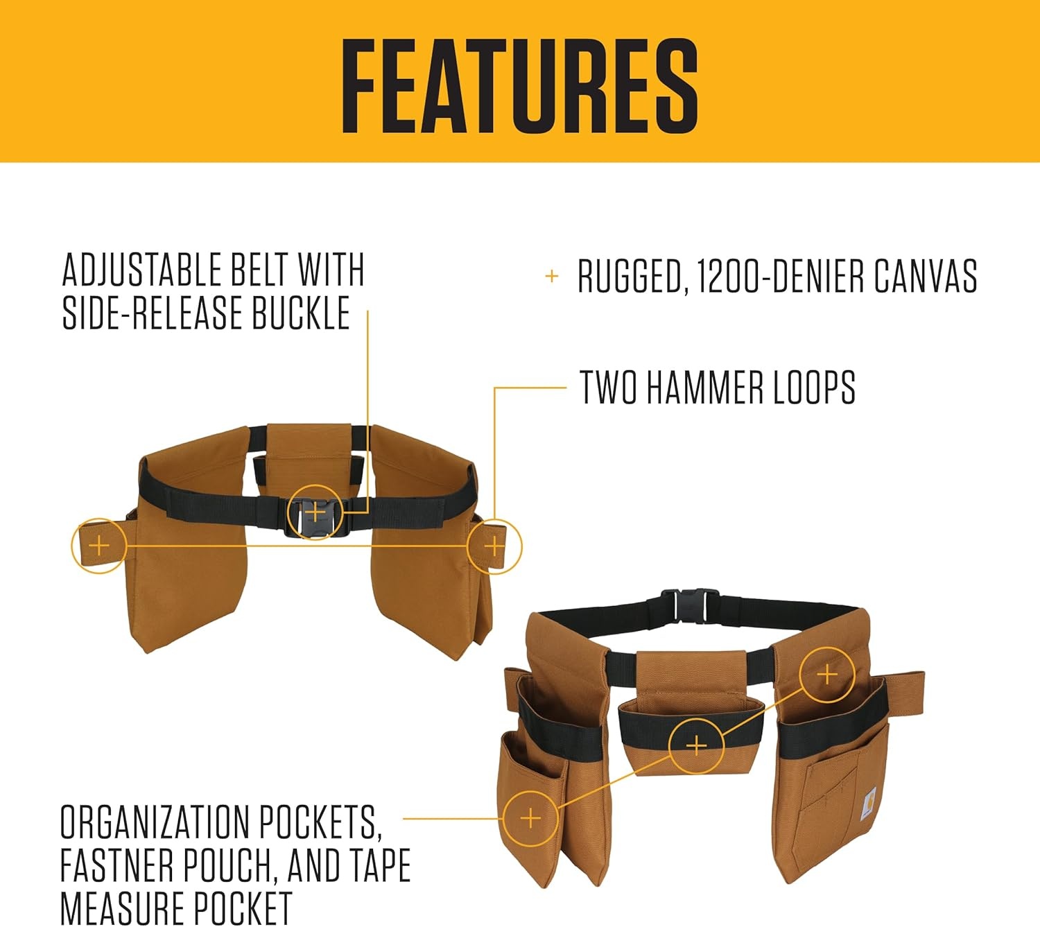 imageCarhartt Station Tool Belt Durable Adjustable WaterResistant Belt Organizer Tool Belt Suspender BrownAdjustable Utility Belt Brown