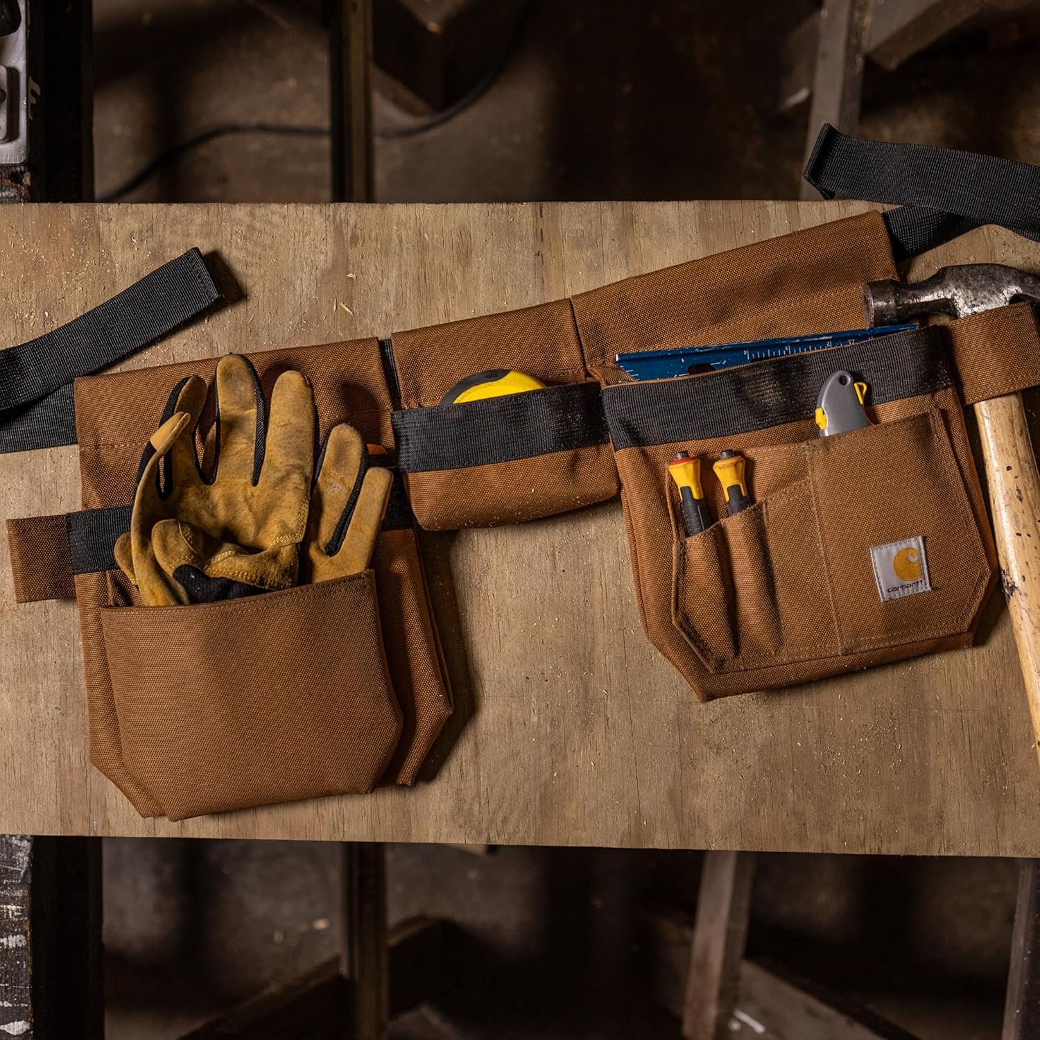 imageCarhartt Station Tool Belt Durable Adjustable WaterResistant Belt Organizer Tool Belt Suspender BrownAdjustable Utility Belt Brown