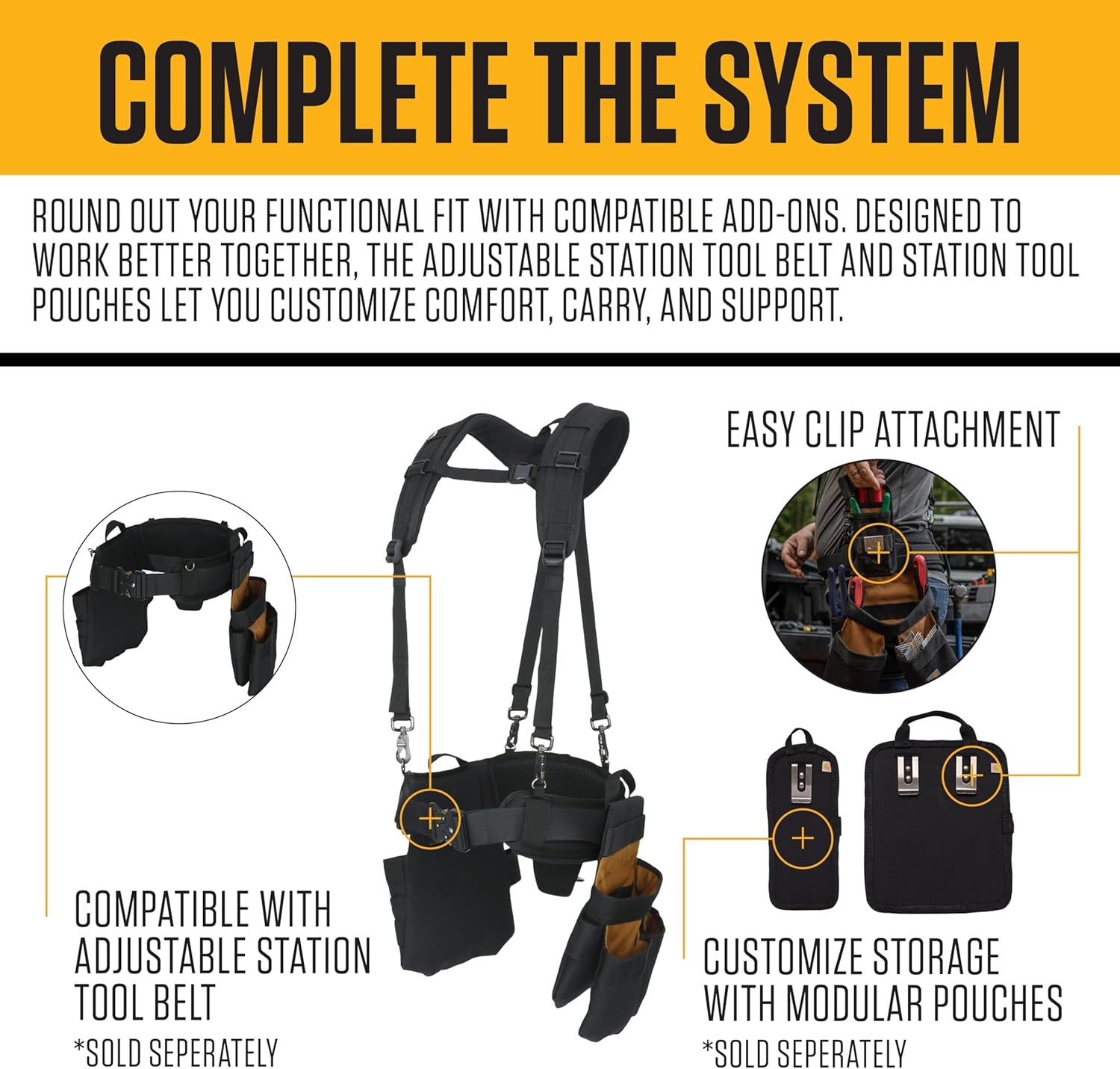imageCarhartt Station Tool Belt Durable Adjustable WaterResistant Belt Organizer Tool Belt Suspender BrownTool Belt Suspender Brown