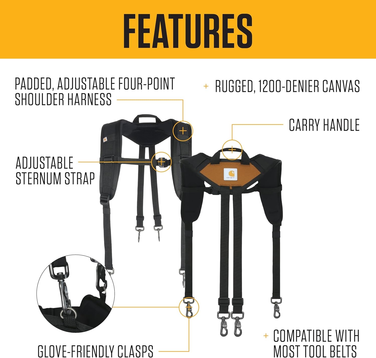 imageCarhartt Station Tool Belt Durable Adjustable WaterResistant Belt Organizer Tool Belt Suspender BrownTool Belt Suspender Brown