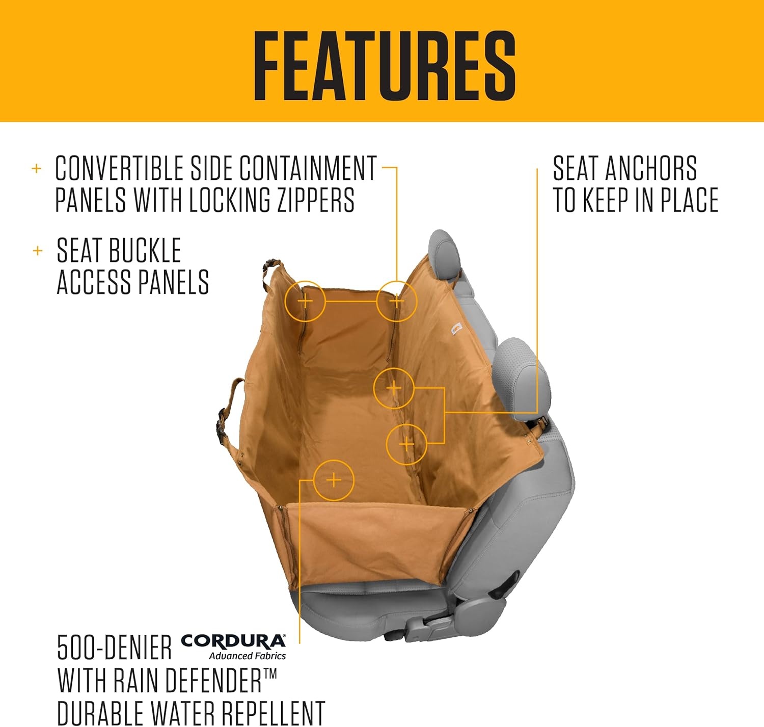imageCarhartt Universal Fitted Nylon Duck Pet Hammock Dog Back Seat Cover BlackBlack