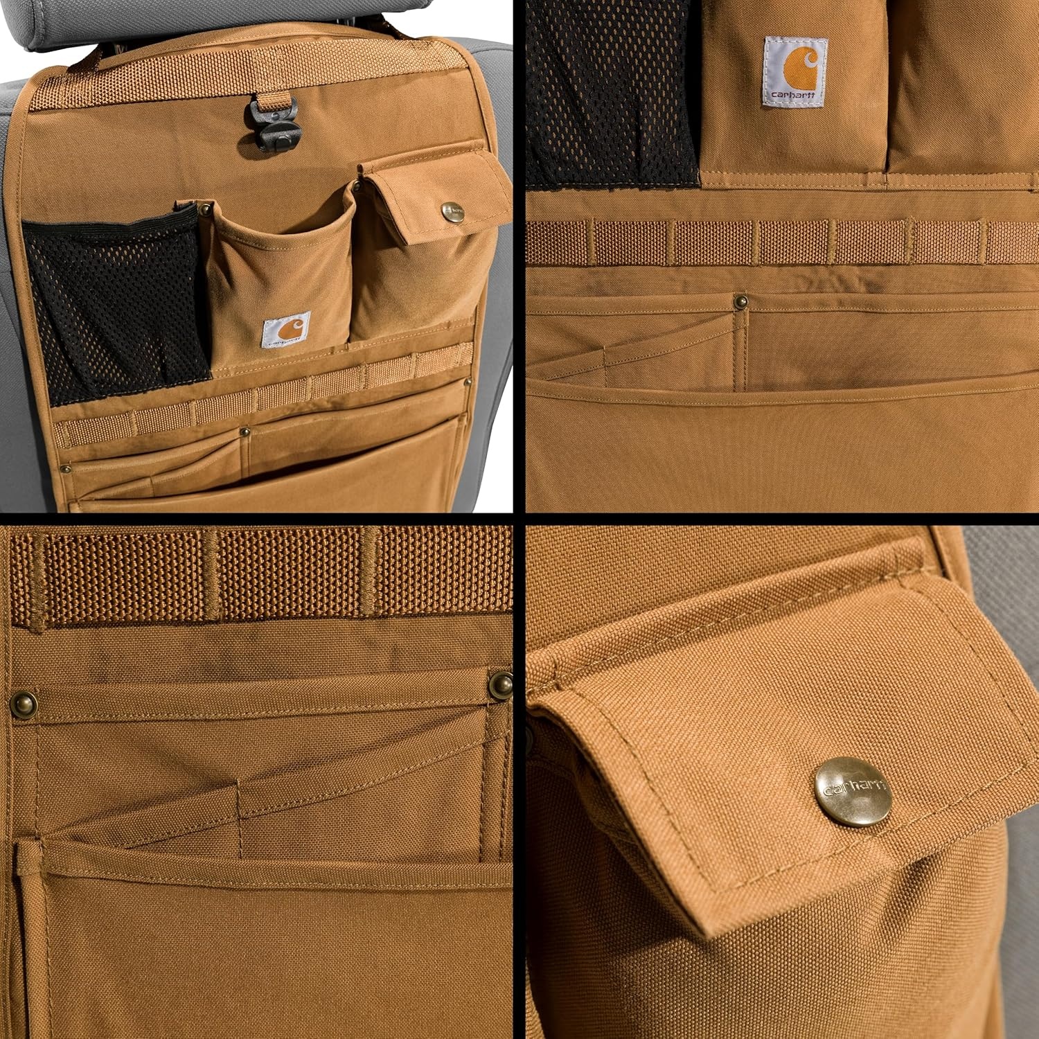 imageCarhartt Universal Nylon Duck Automotive Seat Back Organizer Organization for Work and Kids GravelBlack