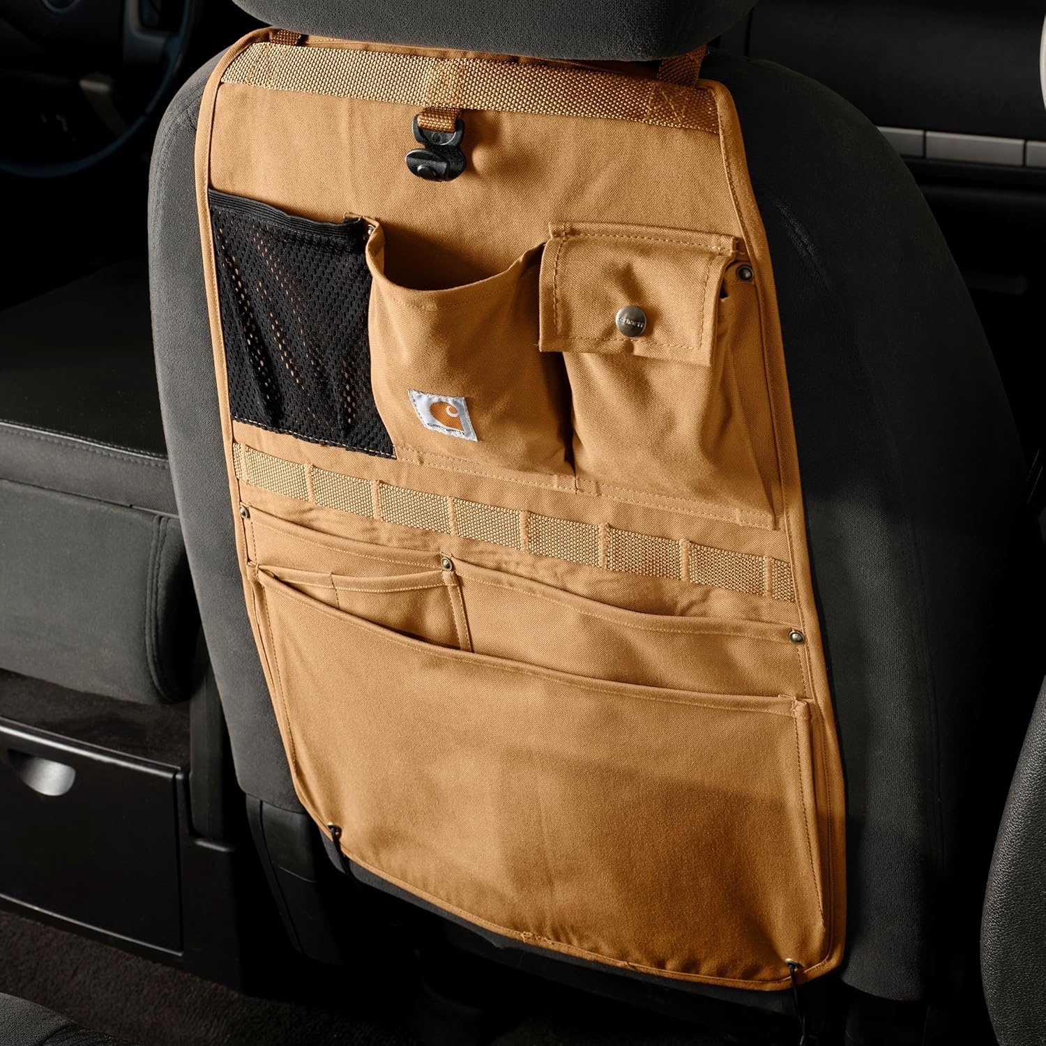 imageCarhartt Universal Nylon Duck Automotive Seat Back Organizer Organization for Work and Kids GravelBlack