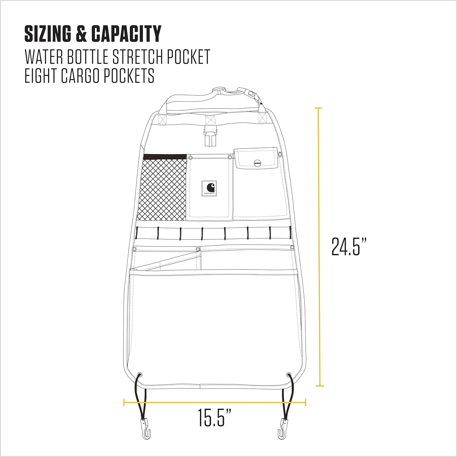 imageCarhartt Universal Nylon Duck Automotive Seat Back Organizer Organization for Work and Kids GravelBlack