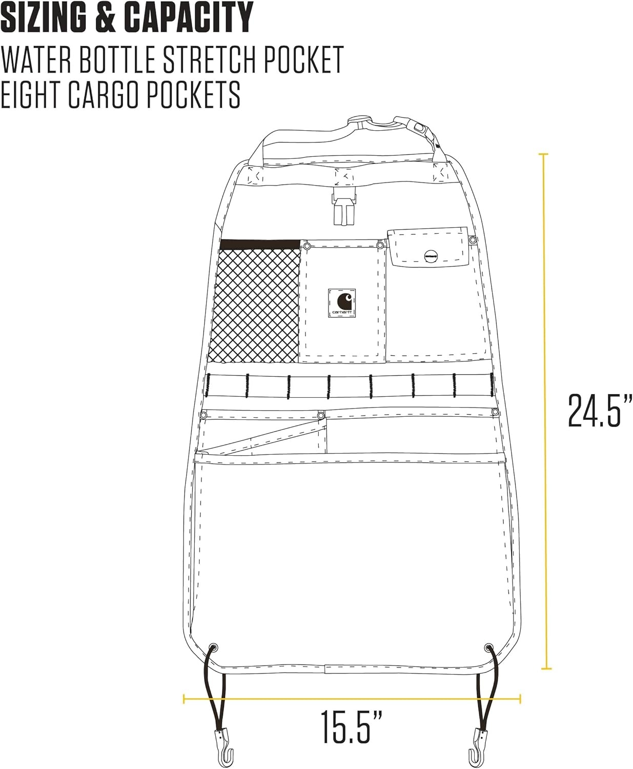 imageCarhartt Universal Nylon Duck Automotive Seat Back Organizer Organization for Work and Kids GravelGravel