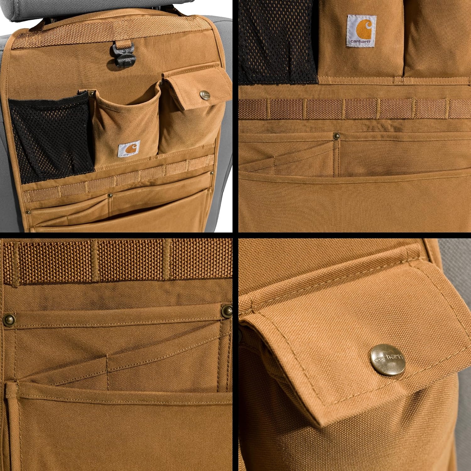 imageCarhartt Universal Nylon Duck Automotive Seat Back Organizer Organization for Work and Kids GravelGravel