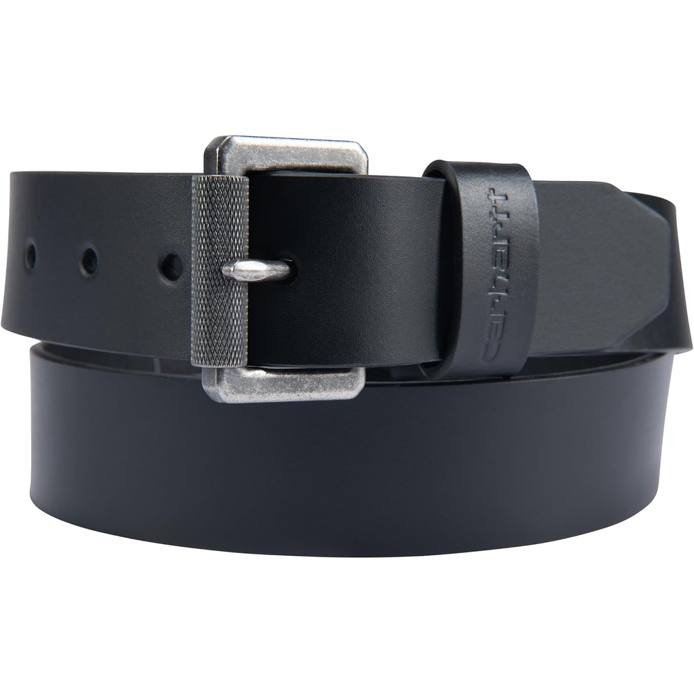 imageCarhartt Mens Casual Top Grain Bridle Leather Belts WAntique Nickel and Knurled Roller BuckleBlack