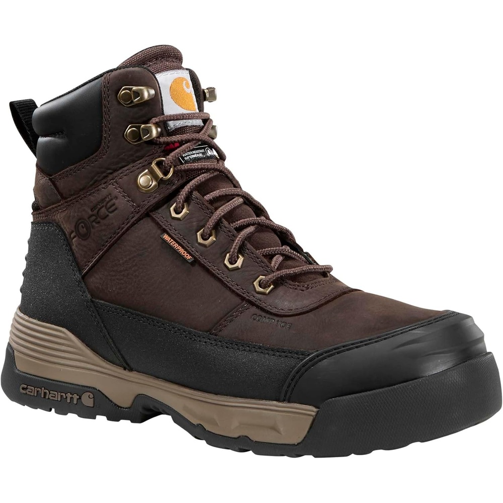 imageCarhartt Mens Force Waterproof Insulated Work BootsDark Brown