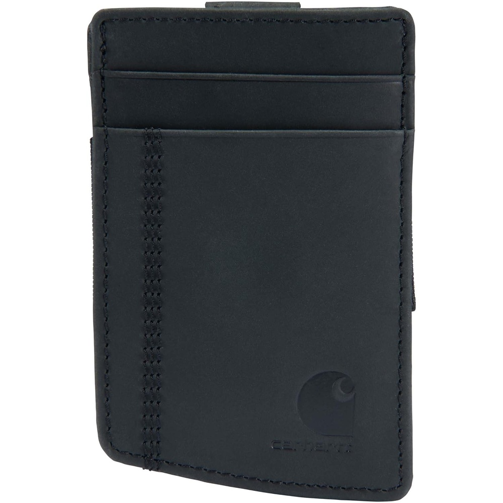 imageCarhartt Mens Full Grain Saddle Leather Wallets RFID Blocking Bifold Trifold and Front Pocket Options Gifts for MenBlack Front Pocket