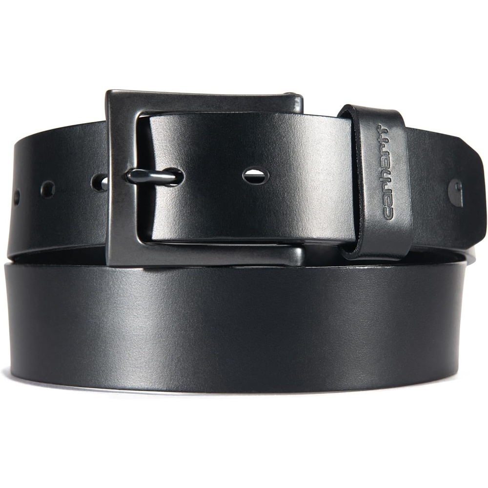 imageCarhartt Mens Rugged Burnished Leather Box BeltsBlack