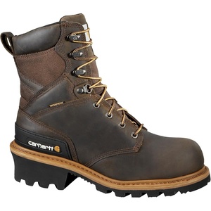 Carhartt 8” Waterproof Leather Logger Boot – Composite Toe Work Boots for Men with Goodyear Welt, Slip-Resistant Outsole, EH Rated(Crazy Horse Brown)