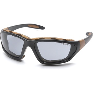 Carhartt Carthage Safety Eyewear with Vented Foam Carriage, Clear Anti-Fog Lens(Black/Tan Frame)