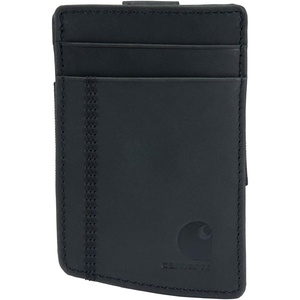 Carhartt Men’s Full Grain Saddle Leather Wallets, RFID Blocking Bifold, Trifold, and Front Pocket Options, Gifts for Men(Black (Front Pocket))