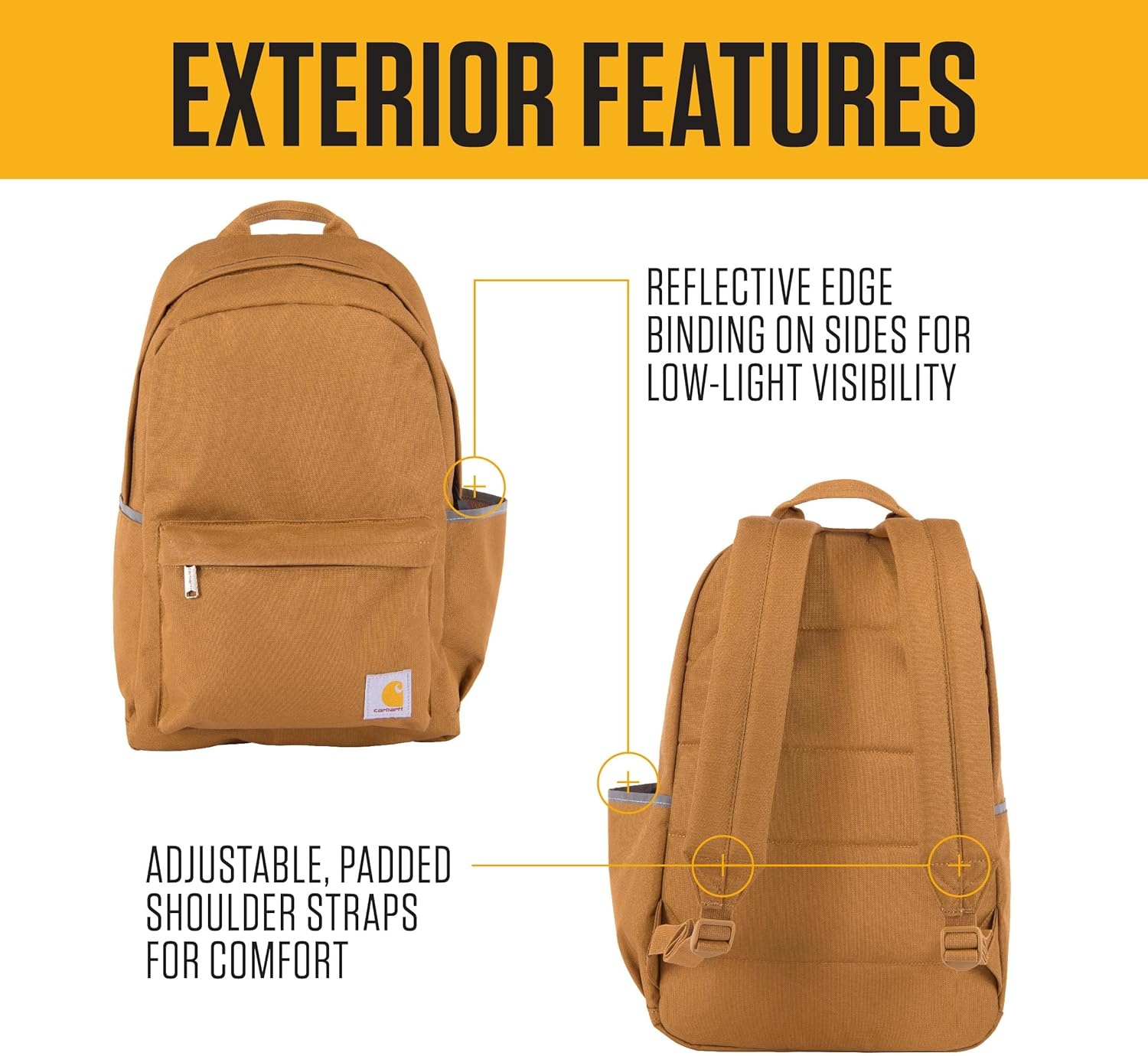 image:imageCarhartt 21L Classic Laptop Backpack WaterResistant Pack W 15 Laptop Sleeve and Organizational Compartments Carhartt BrownBlack