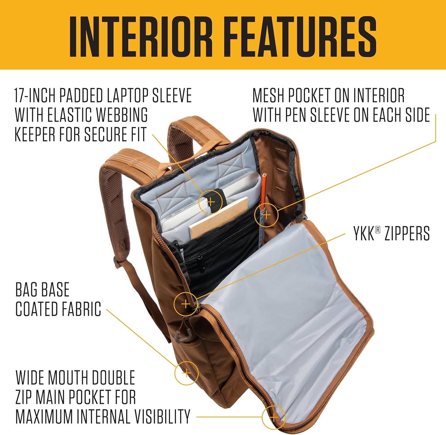 image:imageCarhartt 21L TopLoad Backpack Durable Water Resistant Coated Canvas Base W 17 Laptop Sleeve Carhartt BrownBlack