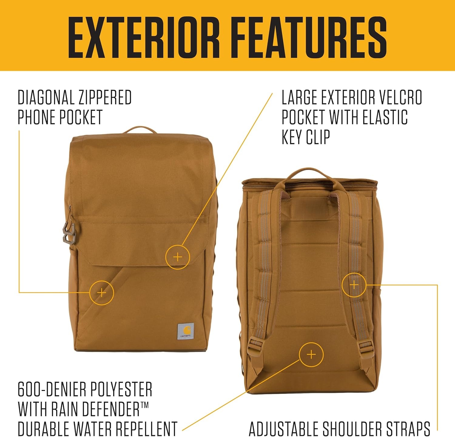 image:imageCarhartt 21L TopLoad Backpack Durable Water Resistant Coated Canvas Base W 17 Laptop Sleeve Carhartt BrownPort