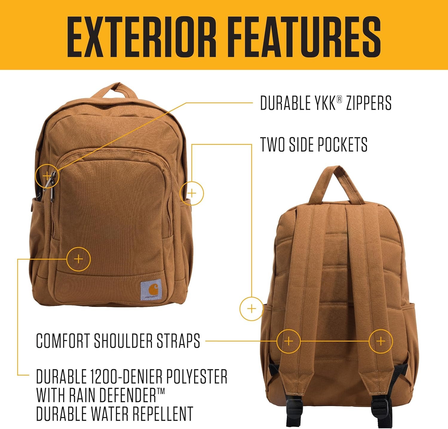 image:imageCarhartt 25L Classic Laptop Backpack Durable WaterResistant Pack W 16 Laptop Sleeve and Multiple Organizational Compartments Carhartt BrownBlack