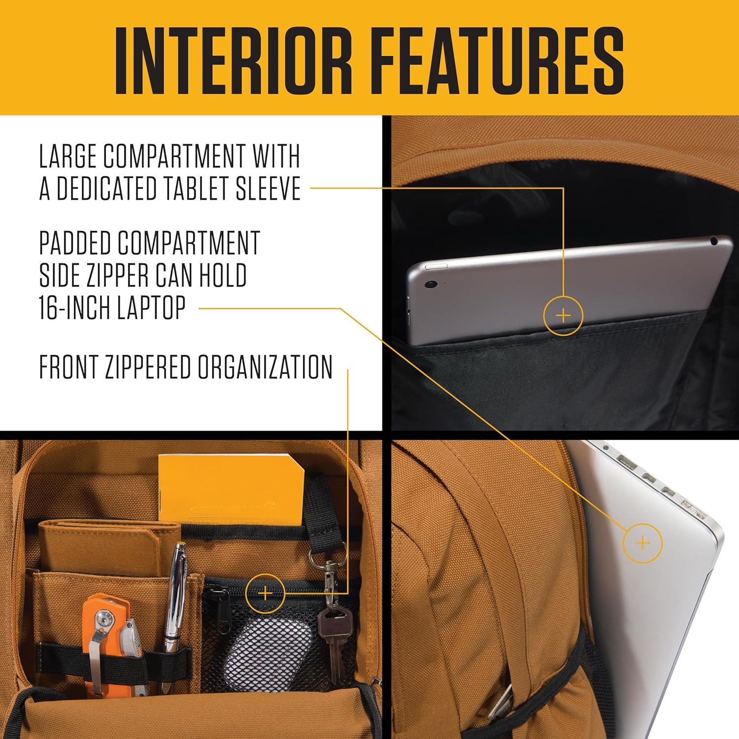 image:imageCarhartt 28L DualCompartment Backpack Durable Pack with 16 Laptop Sleeve and Duravax Abrasion Resistant Base NavyBlack