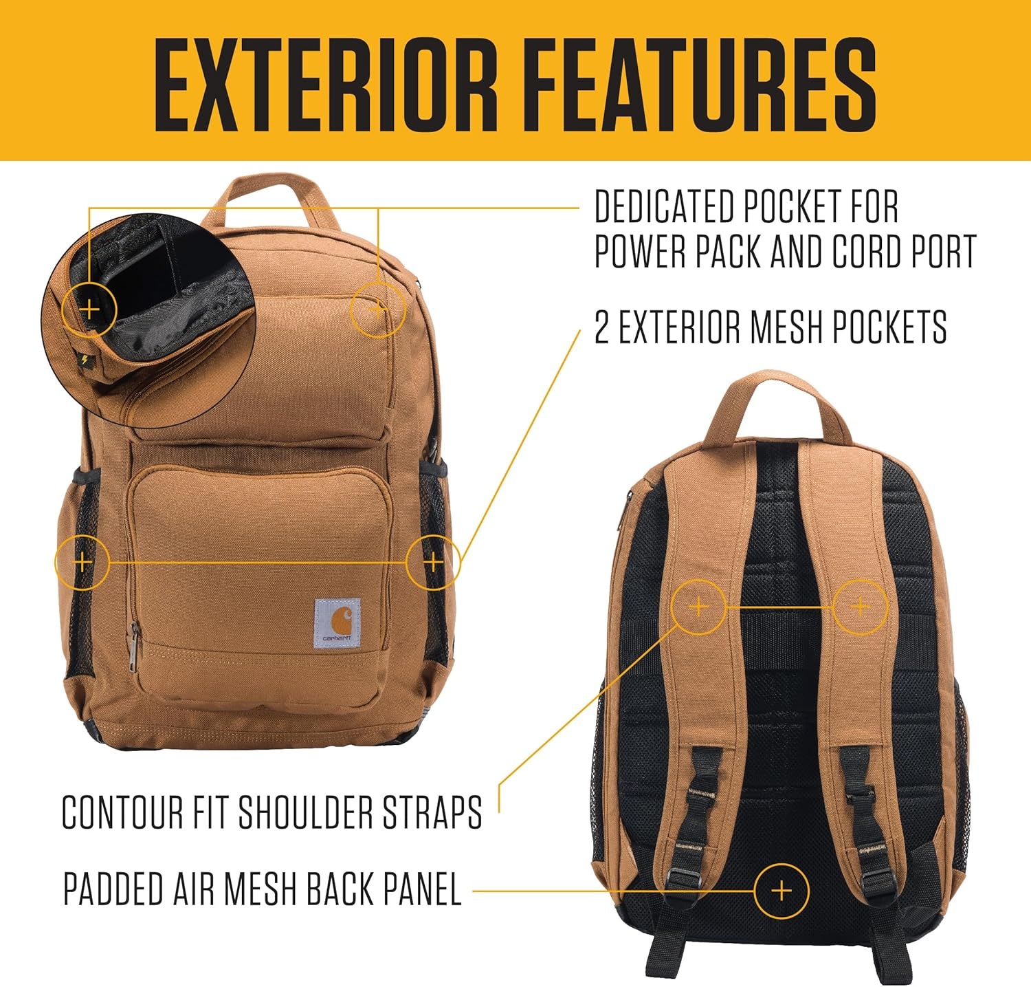 image:imageCarhartt 28L DualCompartment Backpack Durable Pack with 16 Laptop Sleeve and Duravax Abrasion Resistant Base NavyBlack