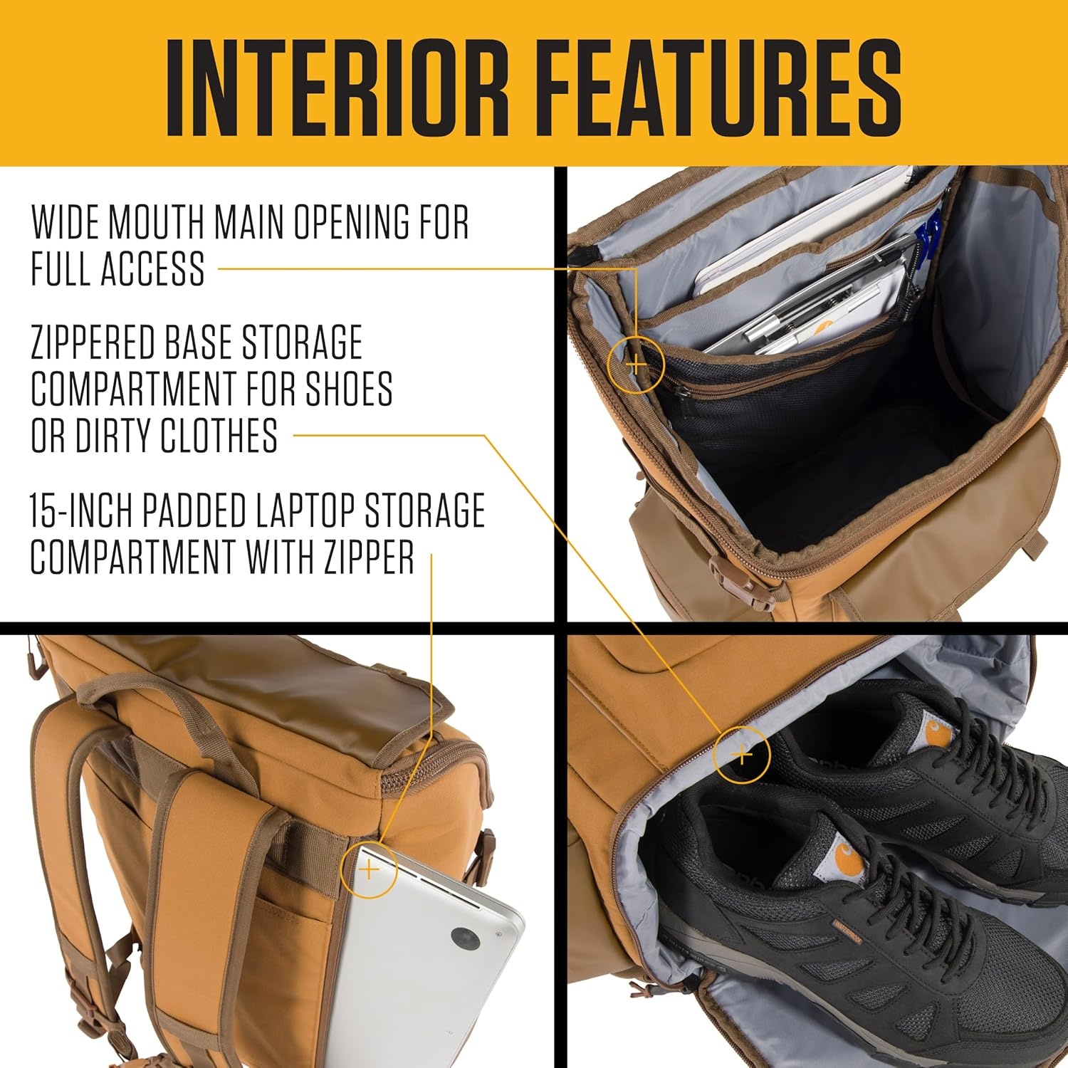 image:imageCarhartt 35L Nylon Workday Backpack Durable WaterResistant Pack with 15 Laptop Sleeve and Adjustable Shoulder Straps TarmacBlack