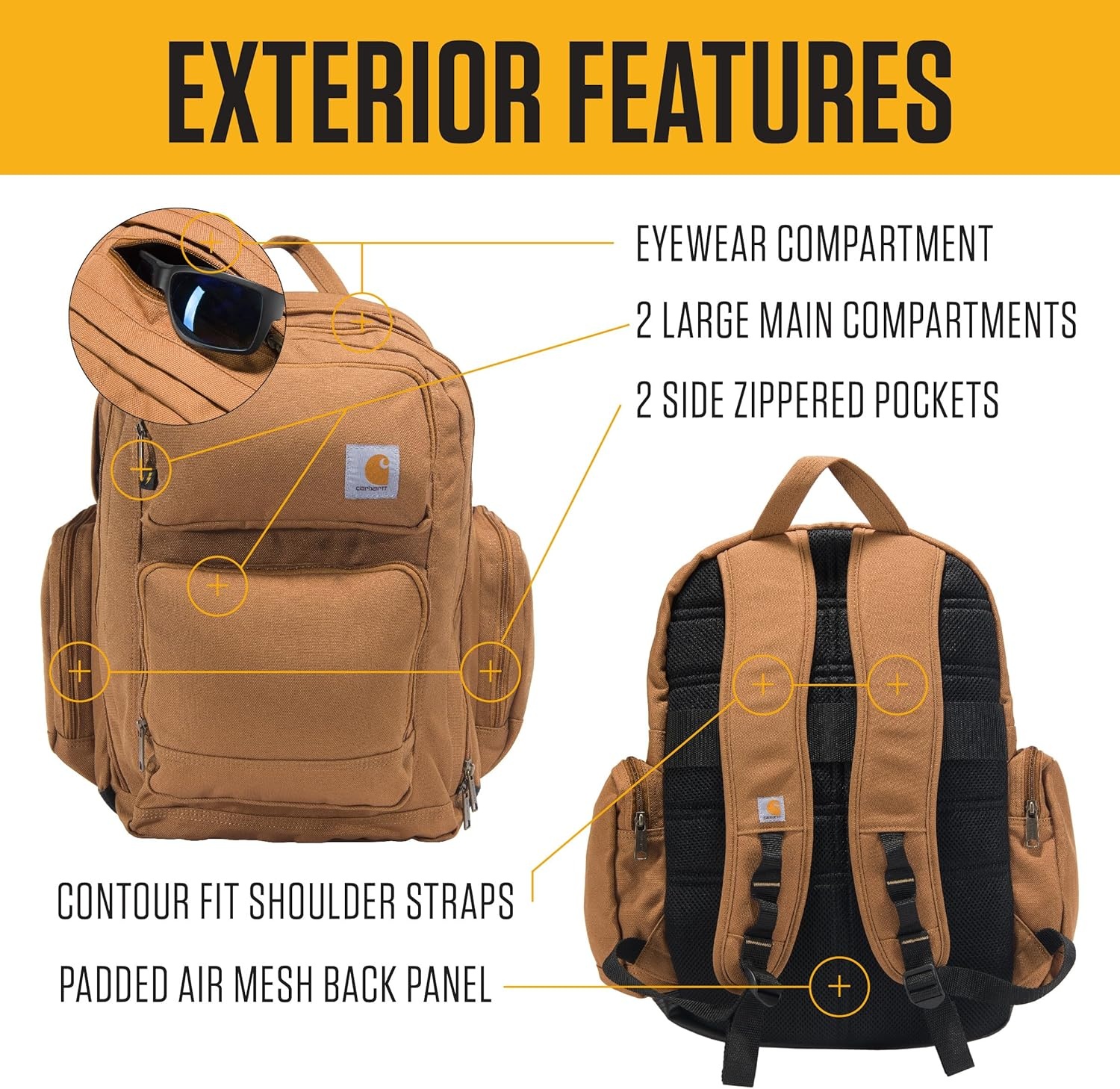 image:imageCarhartt 35L TripleCompartment Backpack Durable Pack with Laptop Sleeve and Duravax Abrasion Resistant Base BlackGravel