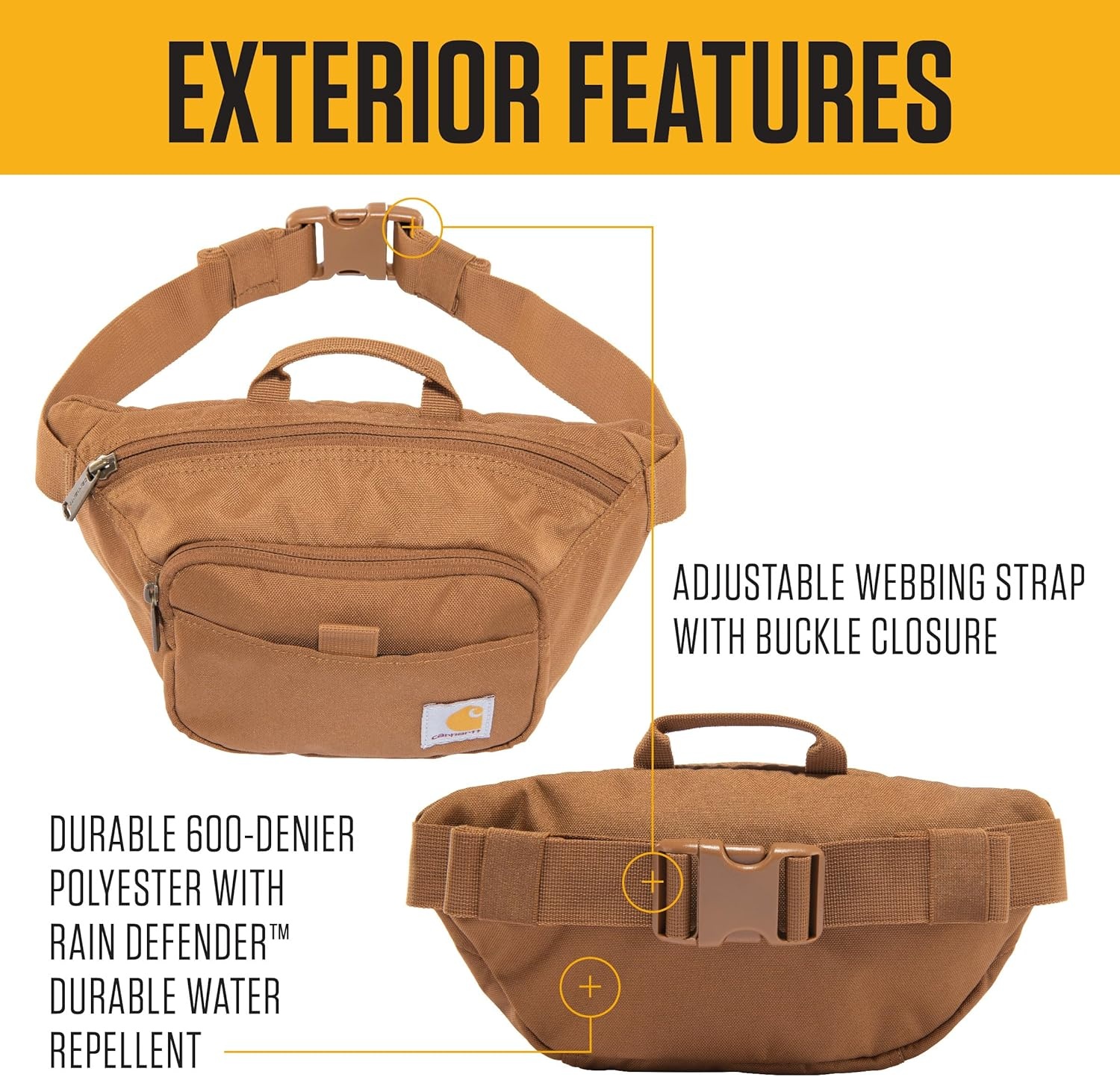 image:imageCarhartt Classic Adjustable Sling Bag Durable 600Denier Water Resistant Hip PackEssential Waist Pack Port