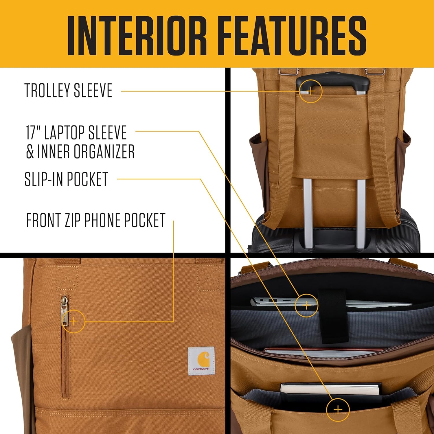 image:imageCarhartt Classic Convertible Backpack Tote Durable Water Repellent Material W 17 Laptop Sleeve BlackCarhartt Brown