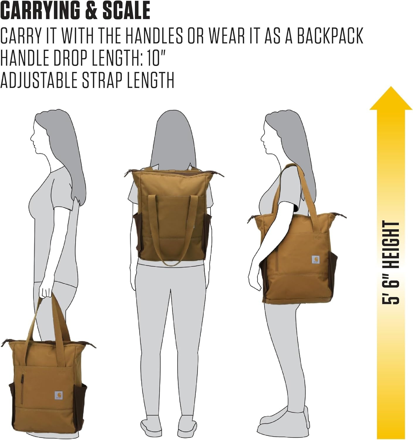 image:imageCarhartt Classic Convertible Backpack Tote Durable Water Repellent Material W 17 Laptop Sleeve BlackCarhartt Brown