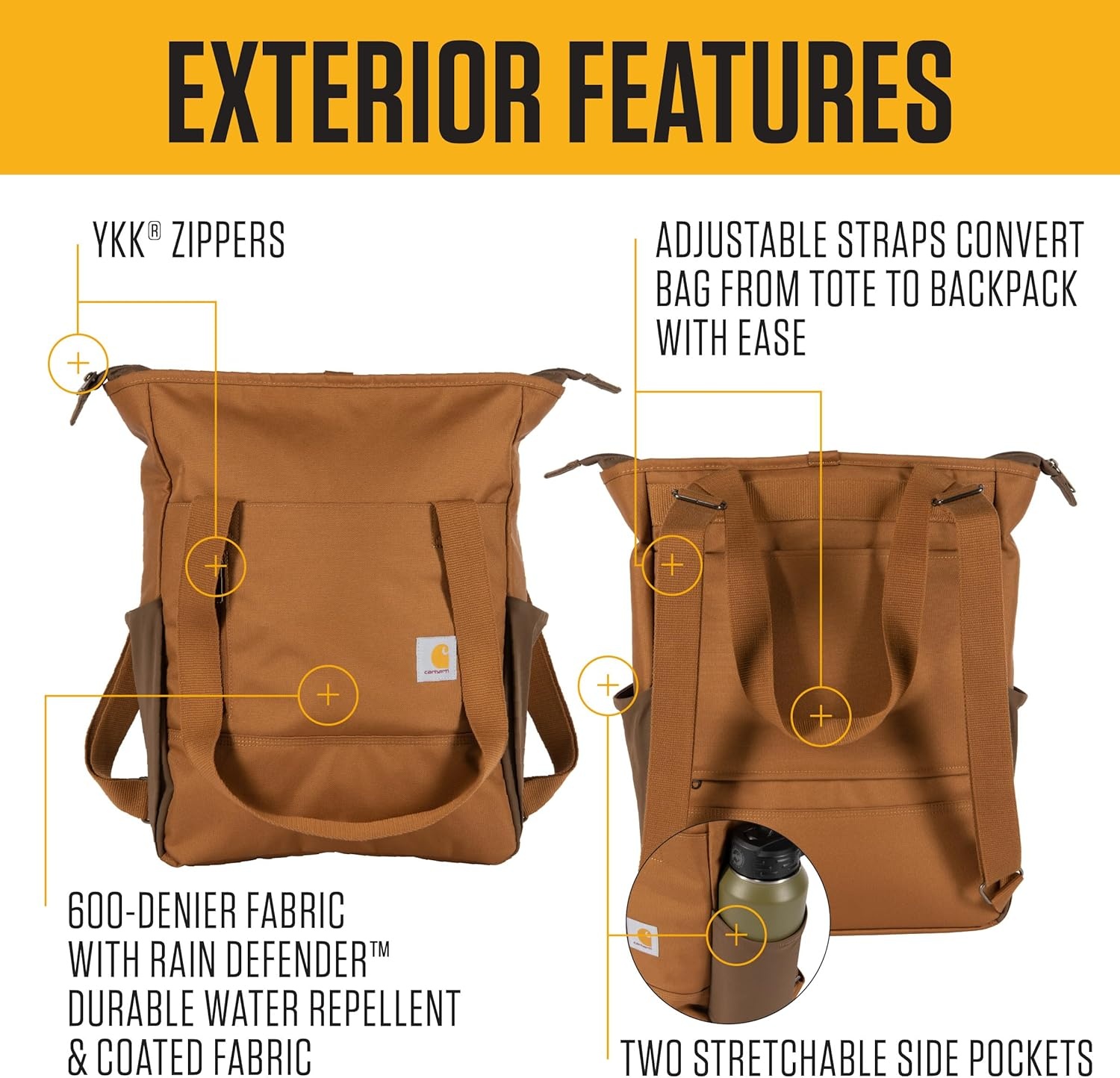 image:imageCarhartt Classic Convertible Backpack Tote Durable Water Repellent Material W 17 Laptop Sleeve BlackPort