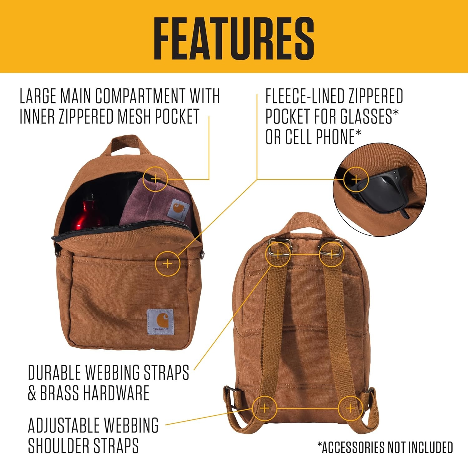 image:imageCarhartt Classic Mini Backpack Durable WaterResistant Backpack with Adjustable Shoulder Straps BlackMarmalade