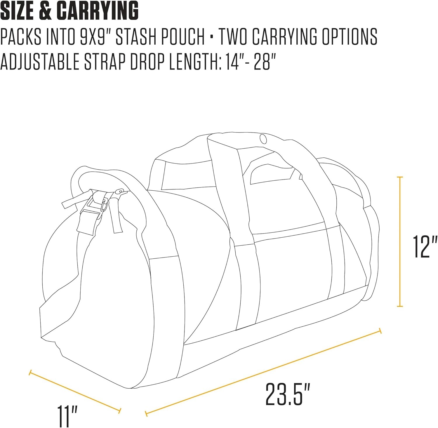 image:imageCarhartt Classic Round Duffel with Utility Pouch HeavyDuty WaterResistant Packable Gear Bag for Jobsite Gym and TravelBlack