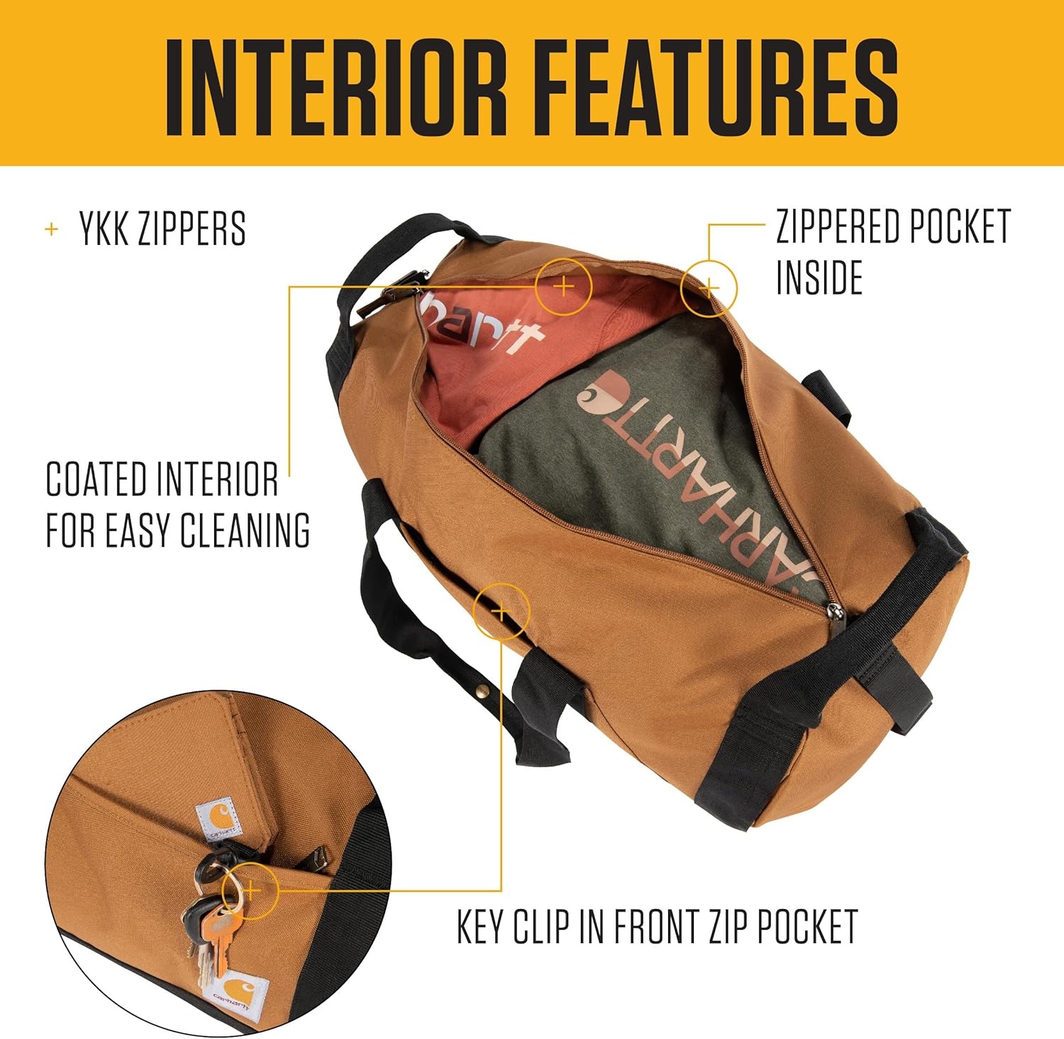image:imageCarhartt Classic Round Duffel with Utility Pouch HeavyDuty WaterResistant Packable Gear Bag for Jobsite Gym and TravelGravel