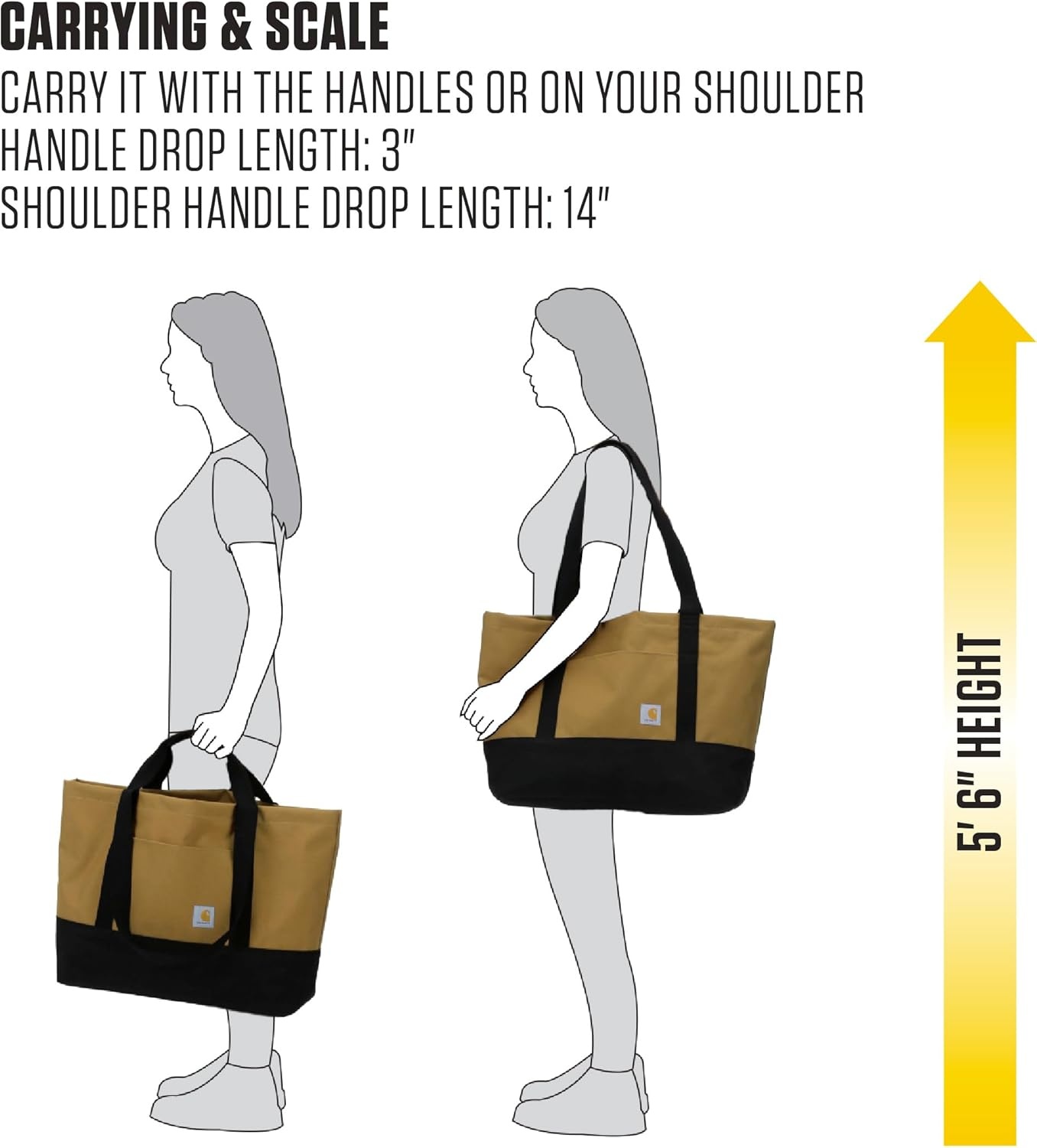 image:imageCarhartt Classic Vertical Open Tote Bag Durable Water Repellent Material WHand and Shoulder StrapsBlack