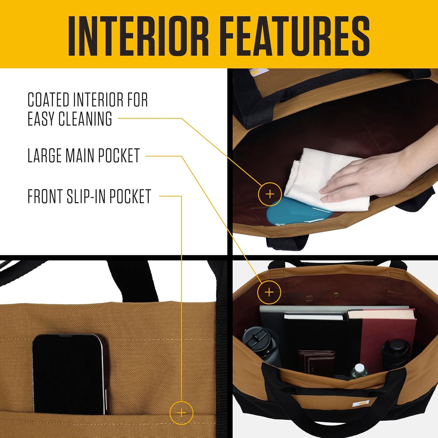 image:imageCarhartt Classic Vertical Open Tote Bag Durable Water Repellent Material WHand and Shoulder StrapsGravel