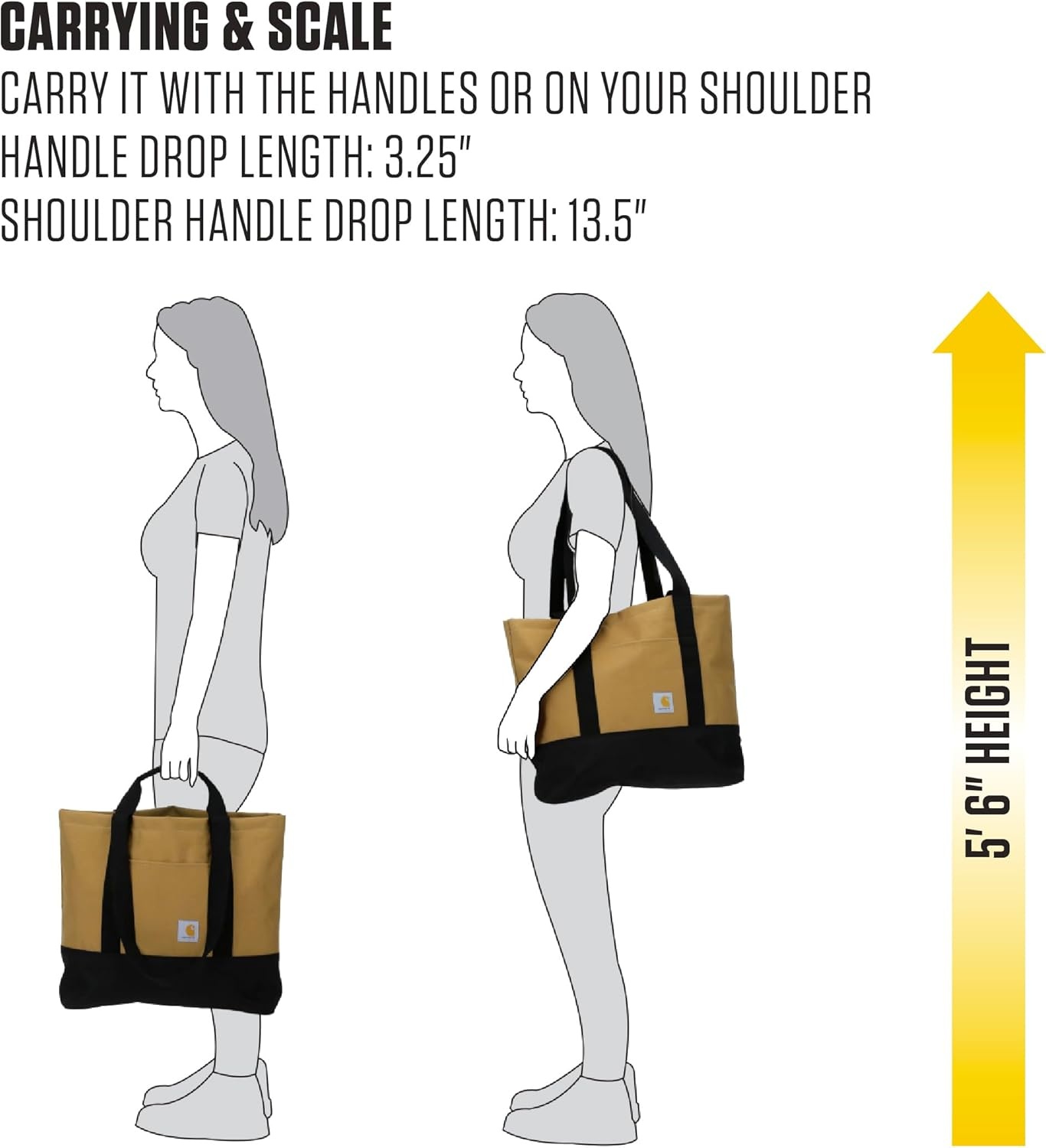 image:imageCarhartt Classic Vertical Open Tote Bag Durable Water Repellent Material WHand and Shoulder StrapsGravel
